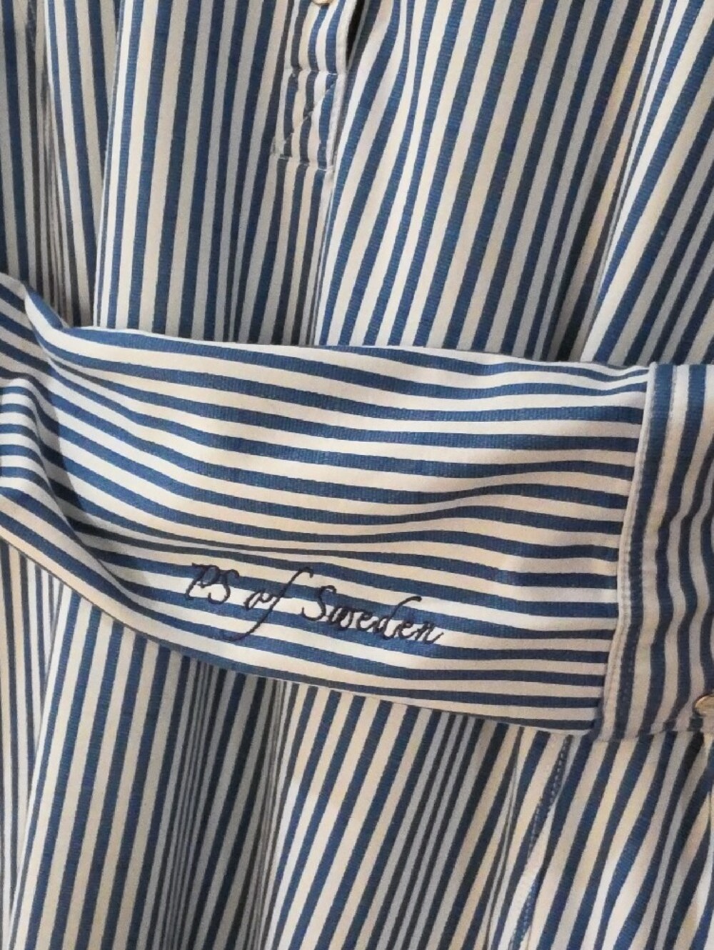 PS of Sweden Women's Blue & White Striped Button-Down Shirt - Picture 4 of 6